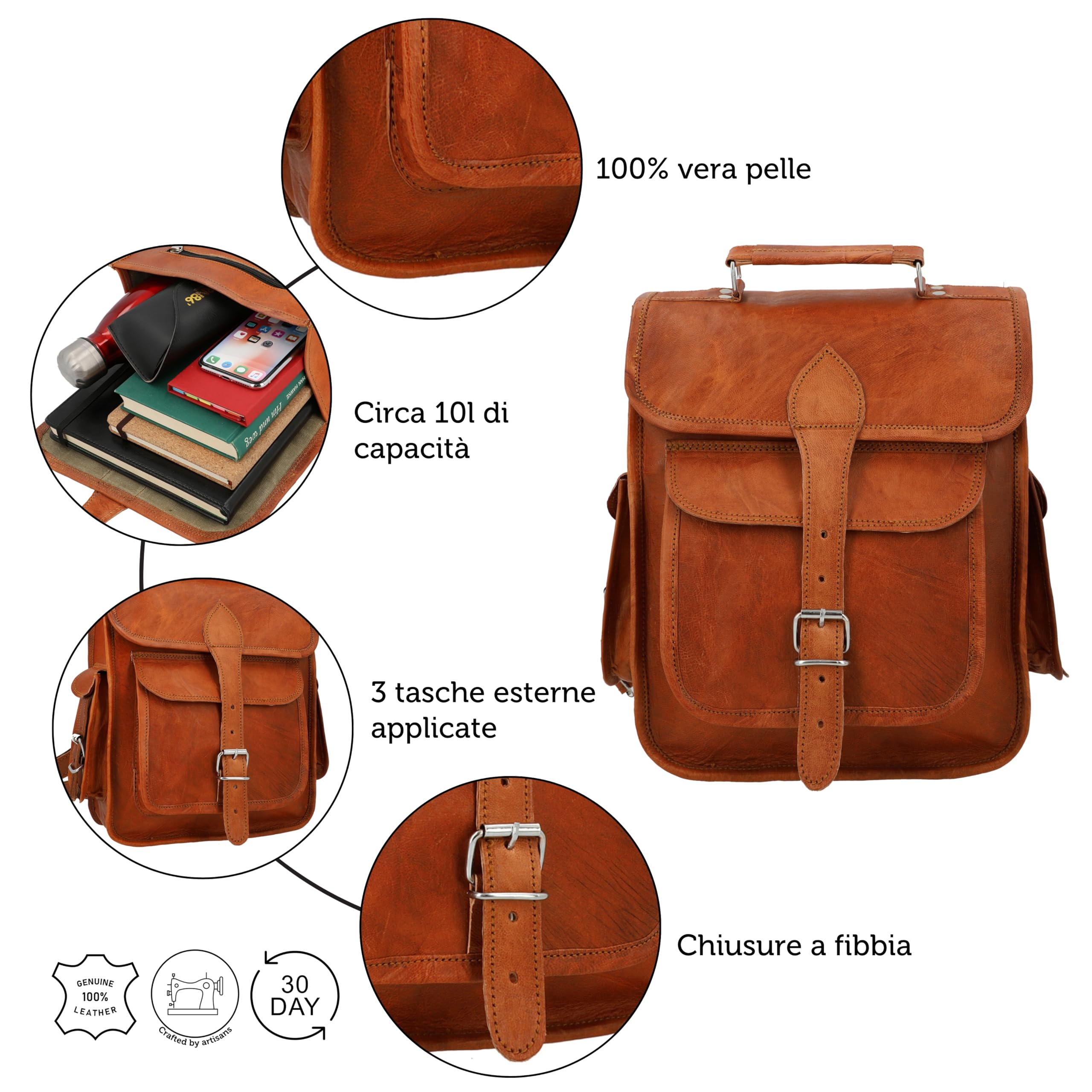 Gusti Zaino in pelle Leder da donna e da uomo – Zaino vintage realizzato a mano in vera pelle di capra, versatile come zaino per laptop in pelle, ampio spazio di stivaggio, design boho retrò