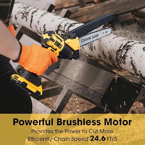 Miniatura 5 de Motosierra para batería Dewalt de 20 V MAX, motosierra de poda inalámbrica sin escobillas de 8 pulgadas, corte rápido y potente de 24.6 piesS,