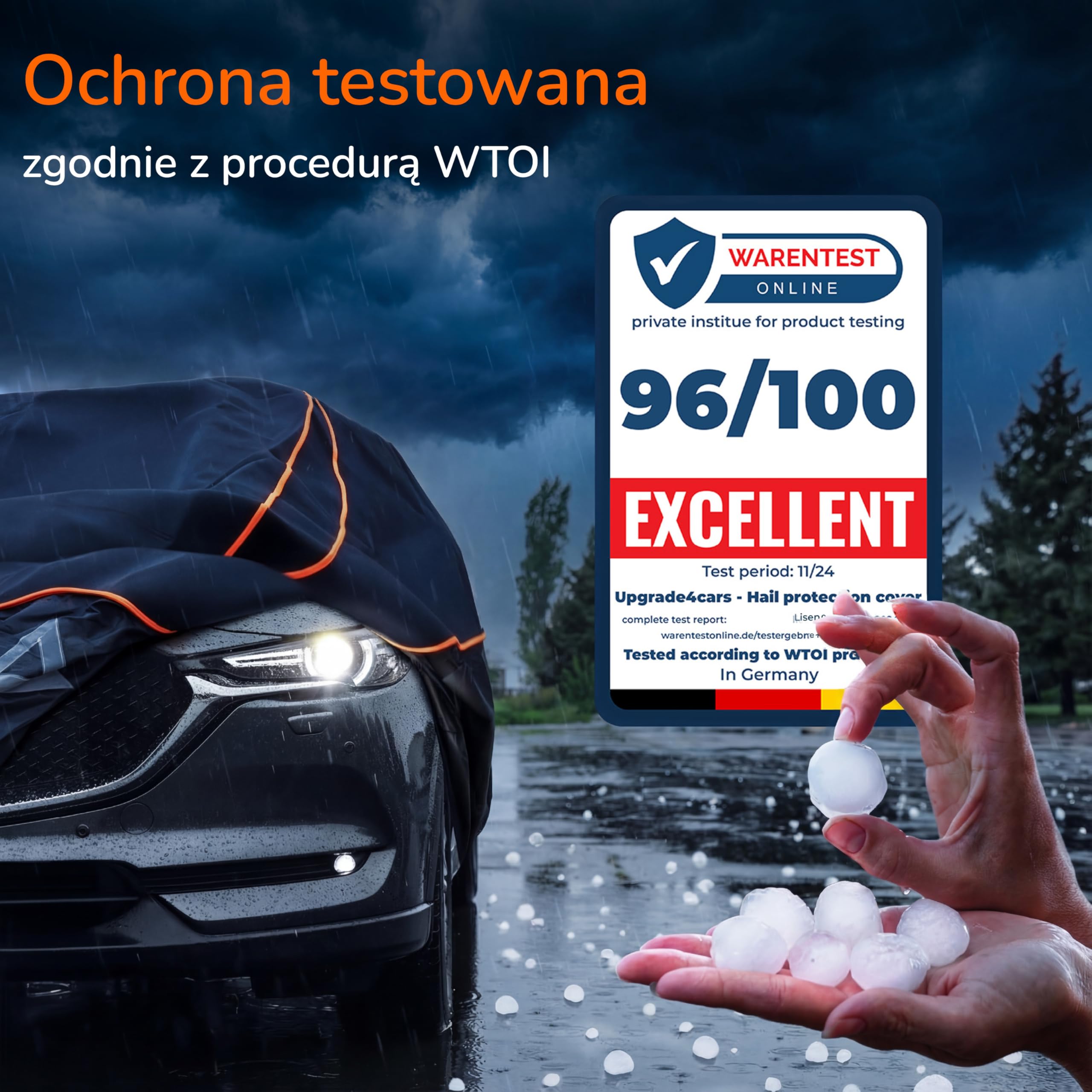Upgrade4cars Zewnętrzny pokrowiec na samochód odporny na grad, uniwersalny pokrowiec na samochód na lato i zimę, pokrowiec na samochód na zewnątrz - L (485x186x120 cm)