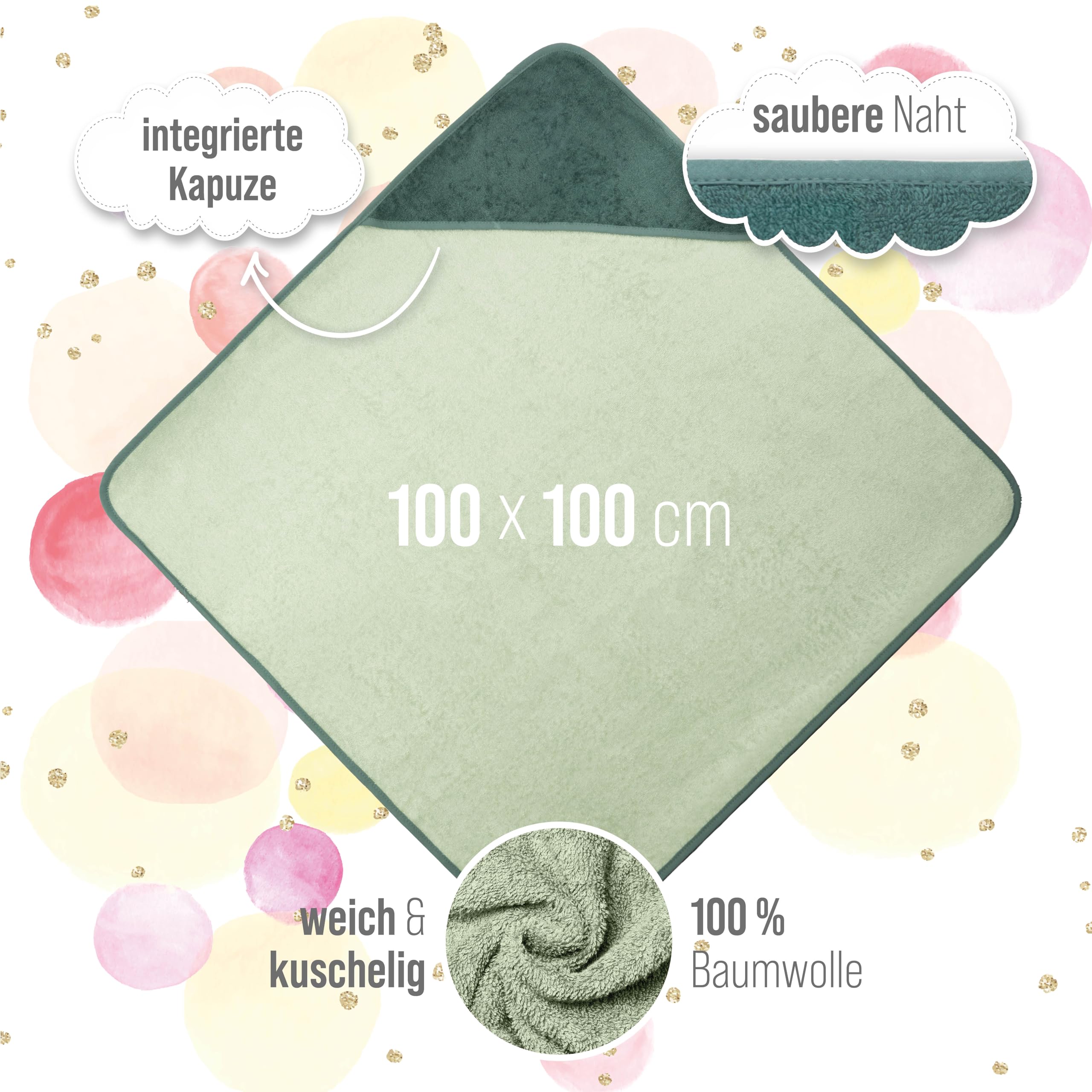 My STITCHERY Serviette à Capuche Bébé Personnalisée Avec Nom Brodé - 100x100 Cm Coton