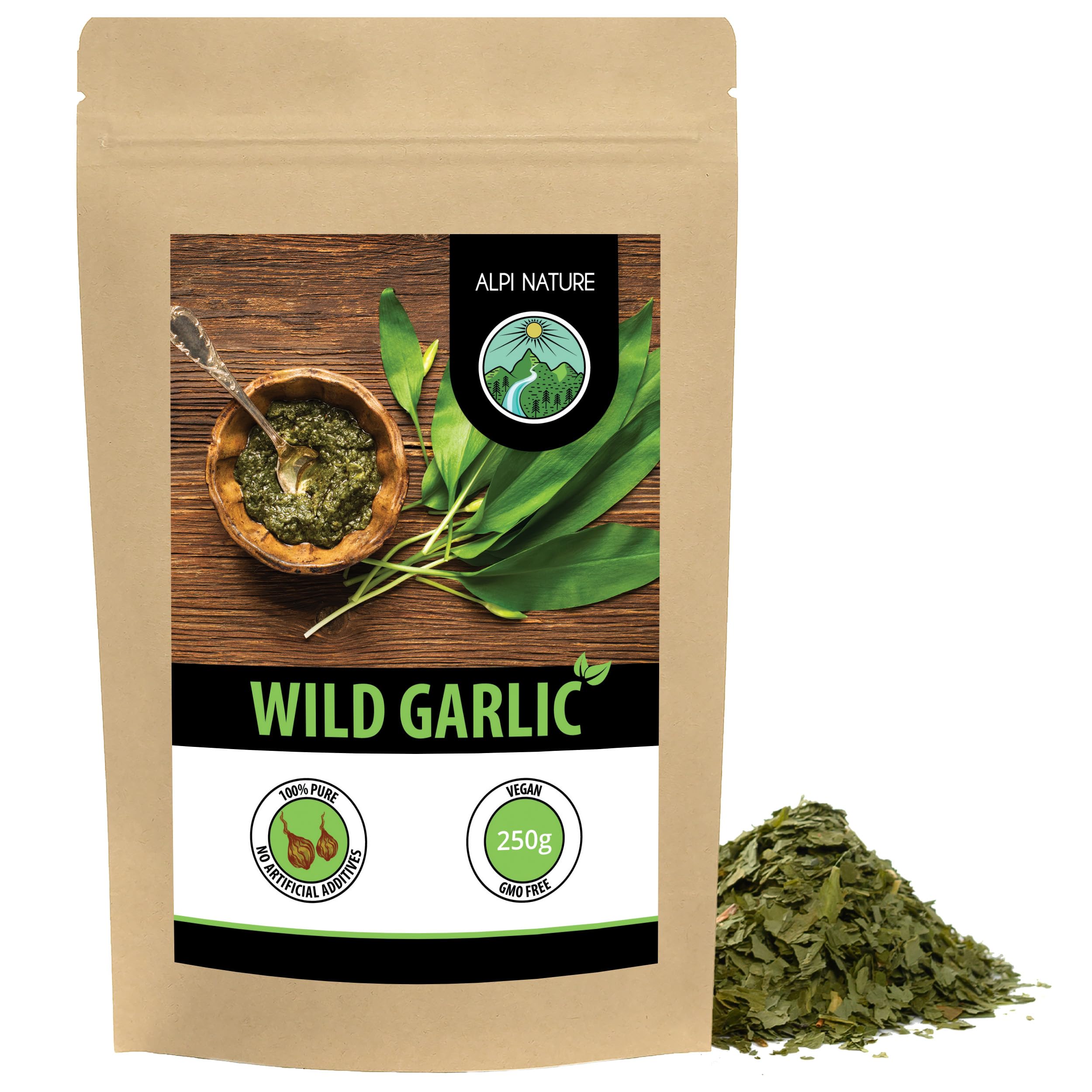 Alpi Nature Wild Garlic 250g 8.8 oz, Dried and Chopped Wild Garlic Seasoning for Cooking