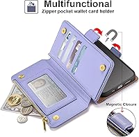 Vista 4 de Antsturdy Funda tipo cartera compatible con iPhone 12 Pro Max, funda de piel sintética con bloqueo RFID, funda protectora para mujeres y hombres