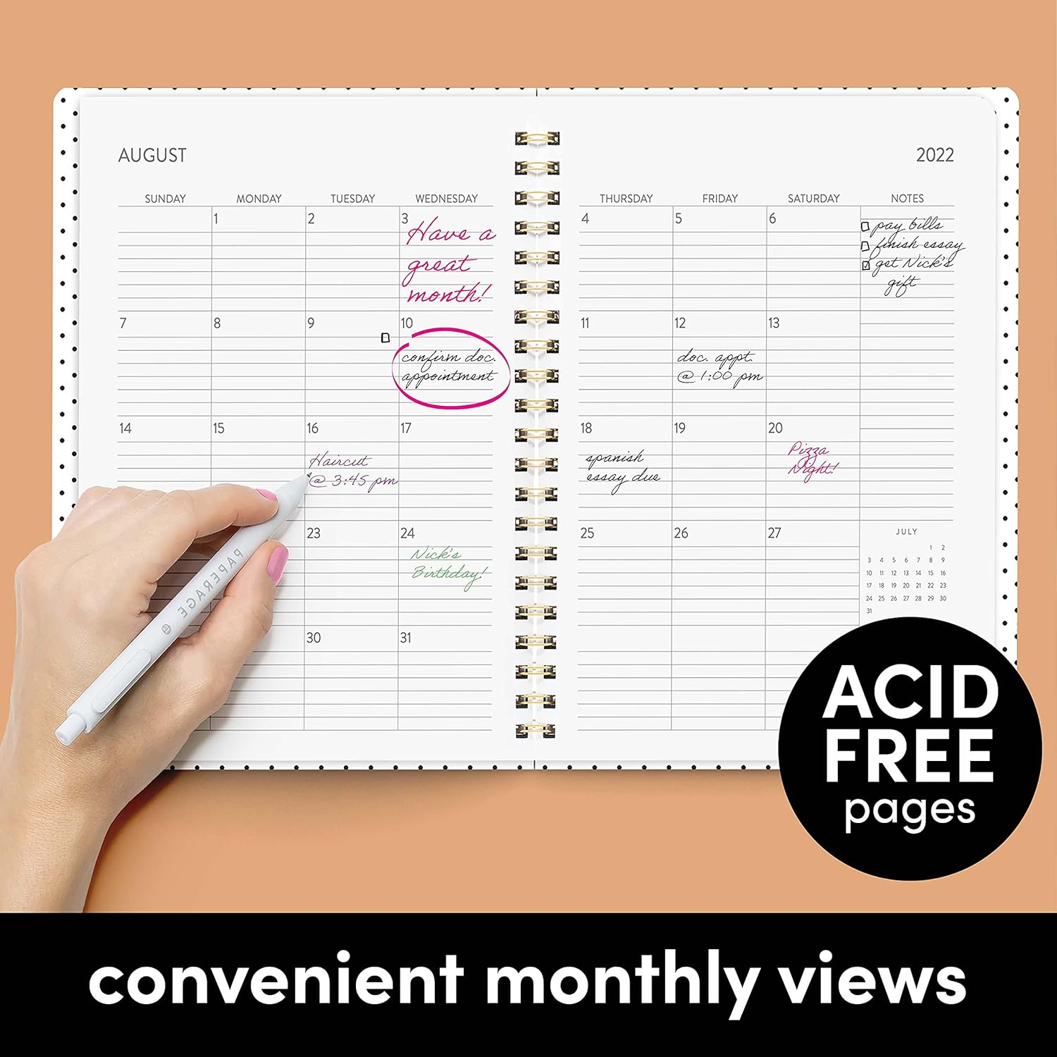 PAPERAGE 2 Year Planner 2022-2023 - Monthly Spreads and Yearly Plans, Black – 24 Months (January 2022 – December 2023) - 8.5 in x 11 in – Includes Bonus Pages & Trackers : Everything Else