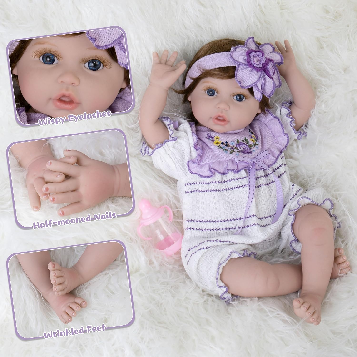 Milidool Lifelike Reborn Baby Dolls - 22 Inch Realistic Reborn Baby Dolls Girl, Real Looking Newborn Real Life Baby Dolls with Complete Accessories, Perfect for Cuddling, Playtime, and Gift Giving