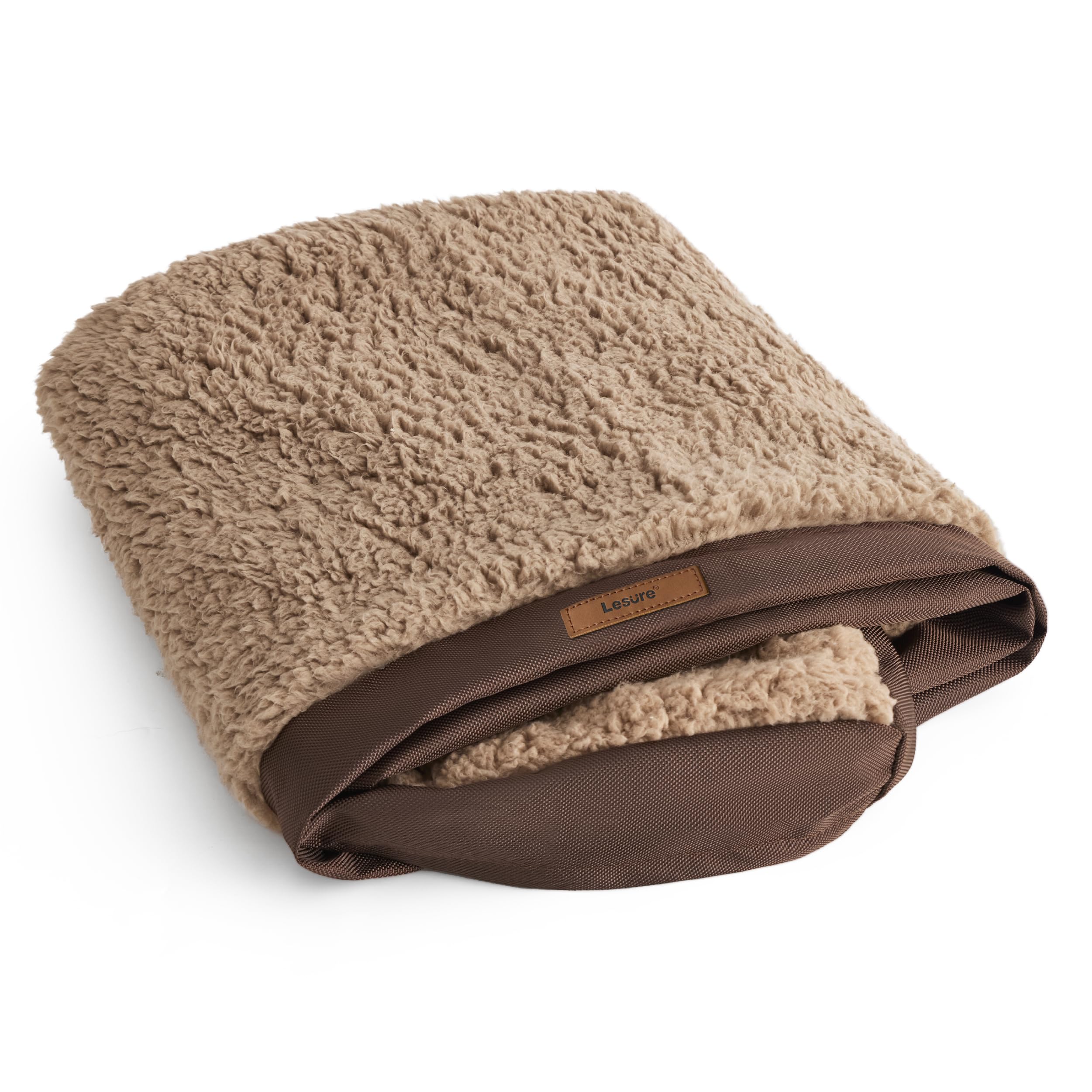 LE SURE Washable Dog Bed Cover Replacement - Medium Size Plush Fleece Cover for Orthopedic Egg Crate Foam Pet Mat 30x20x3 Inches, Brown