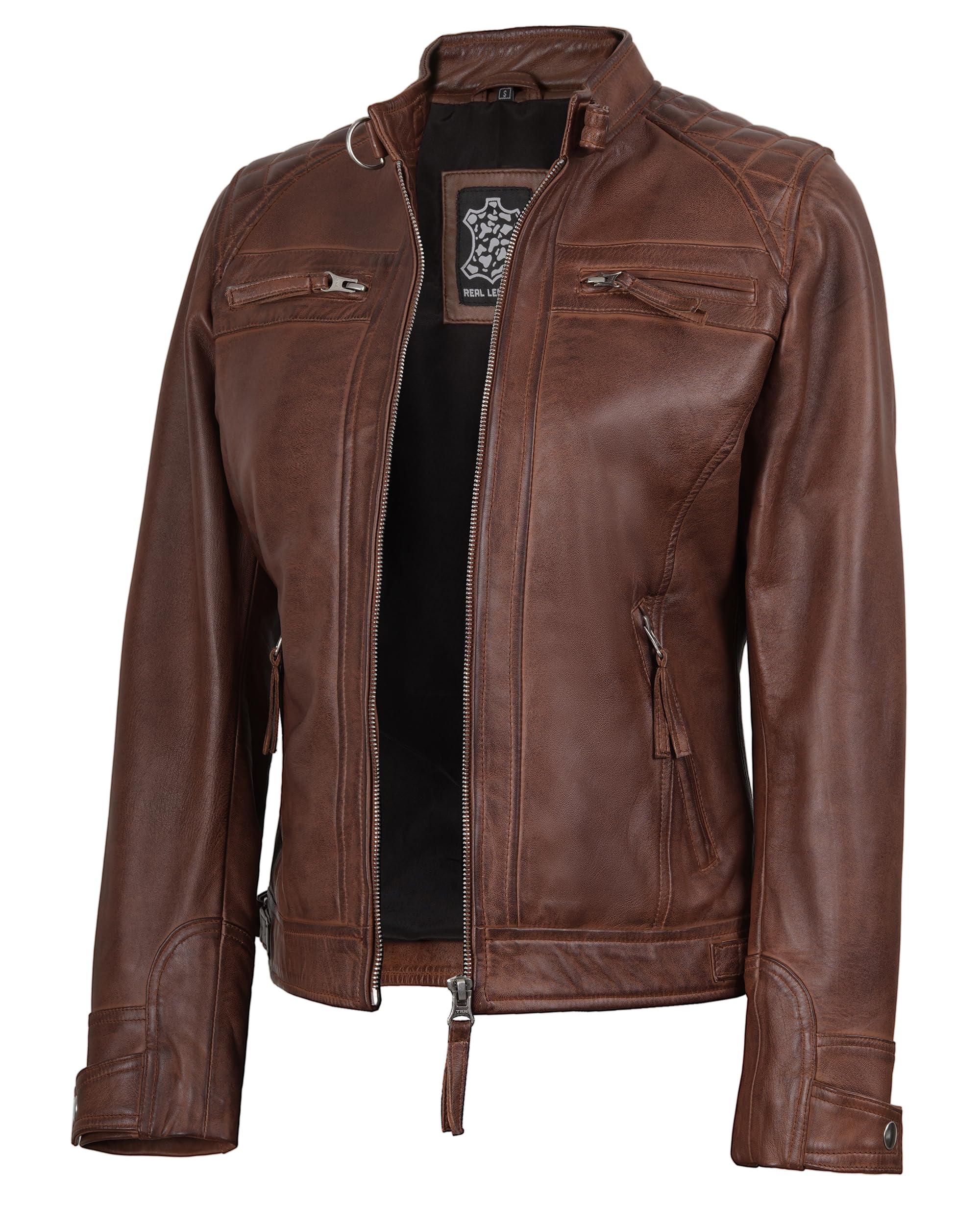 Blingsoul Women Leather Jacket - Genuine Lambskin Leather Jacket for Womens