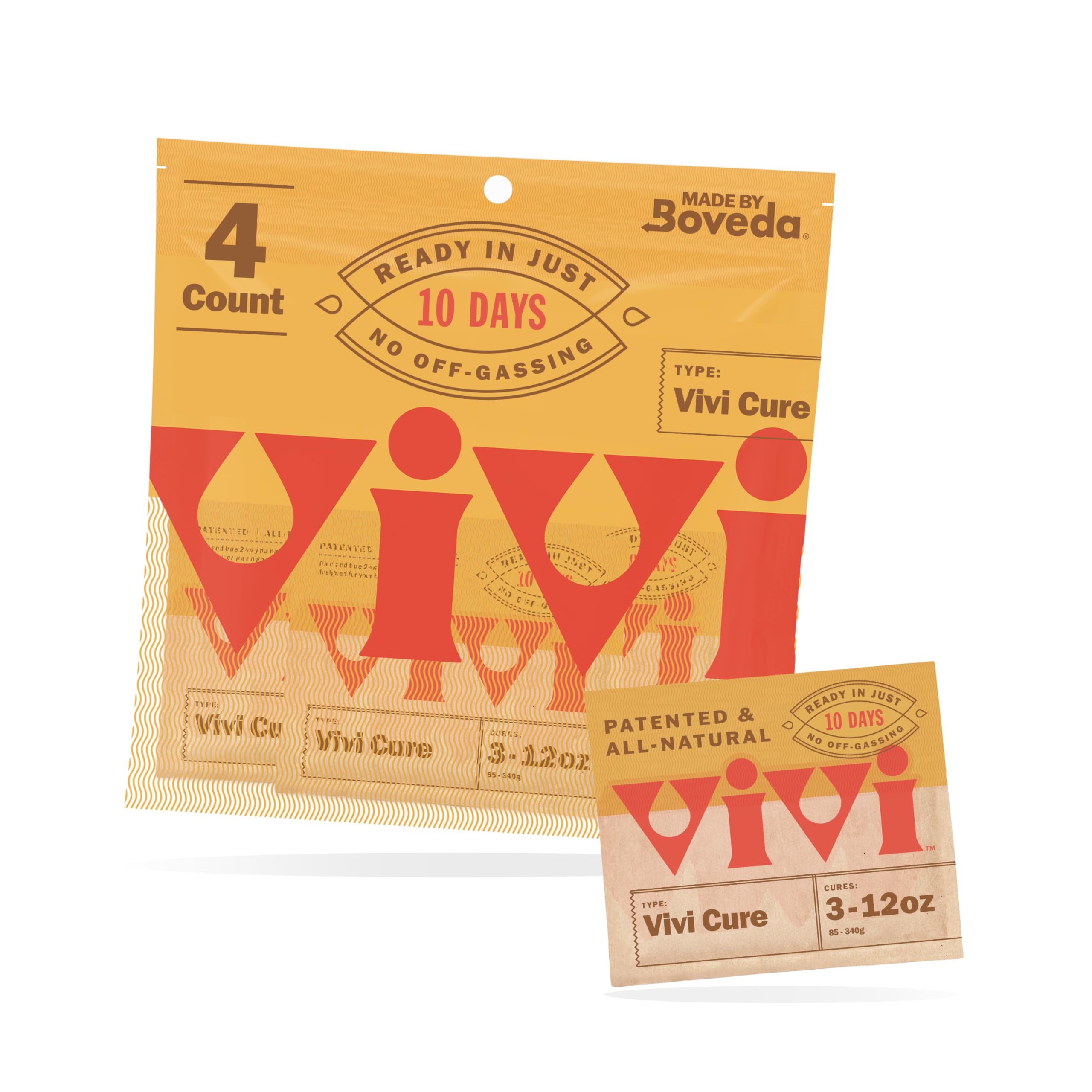 Vivi Moisture Control Packs for All Airtight Storage Containers, Ready in 10 Days, 4-Pack with Resealable Bag