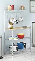Vista 2 de Whitmor Supreme Baker's Rack con tabla de cortar de madera extraíble segura para alimentos, cromada