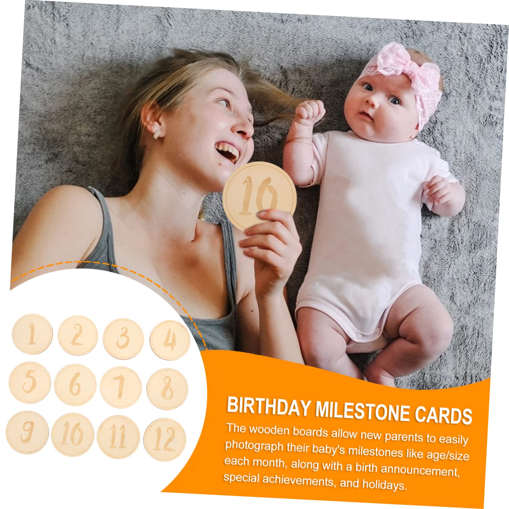 ifundom 36 Stk Meilensteinkarte Baby-meilensteinscheiben Baby-meilenstein-aufkleber -meilenstein-marker Neugeborene Monatskarten Plakette Foto Kleinkind Sandwichplatte Aus Massivholz