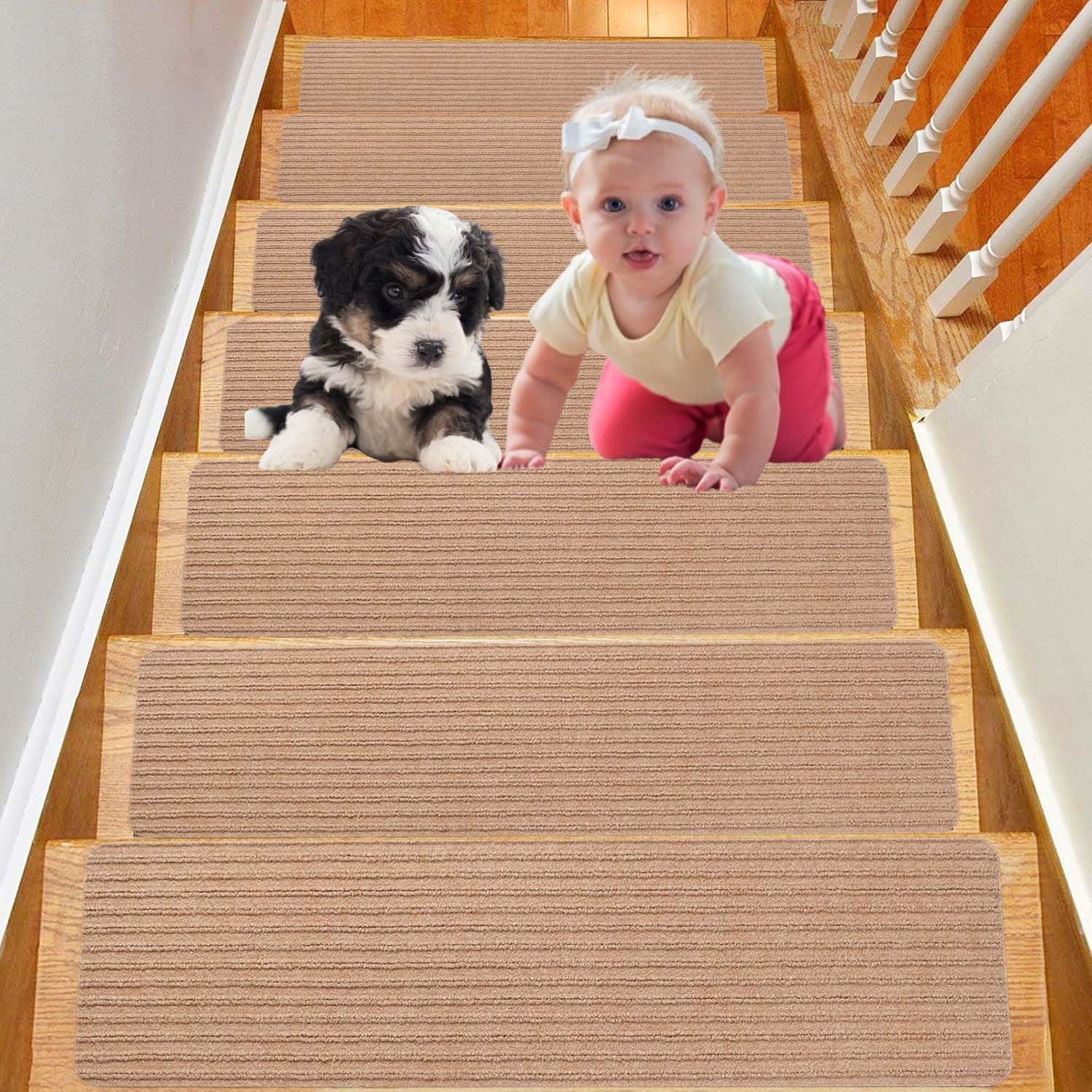 Trapmatten Zelfklevend,Trapmat 15 Stuks,Antislip Traptreden,voor Kinderen Ouderen en Huisdieren(26×75cm