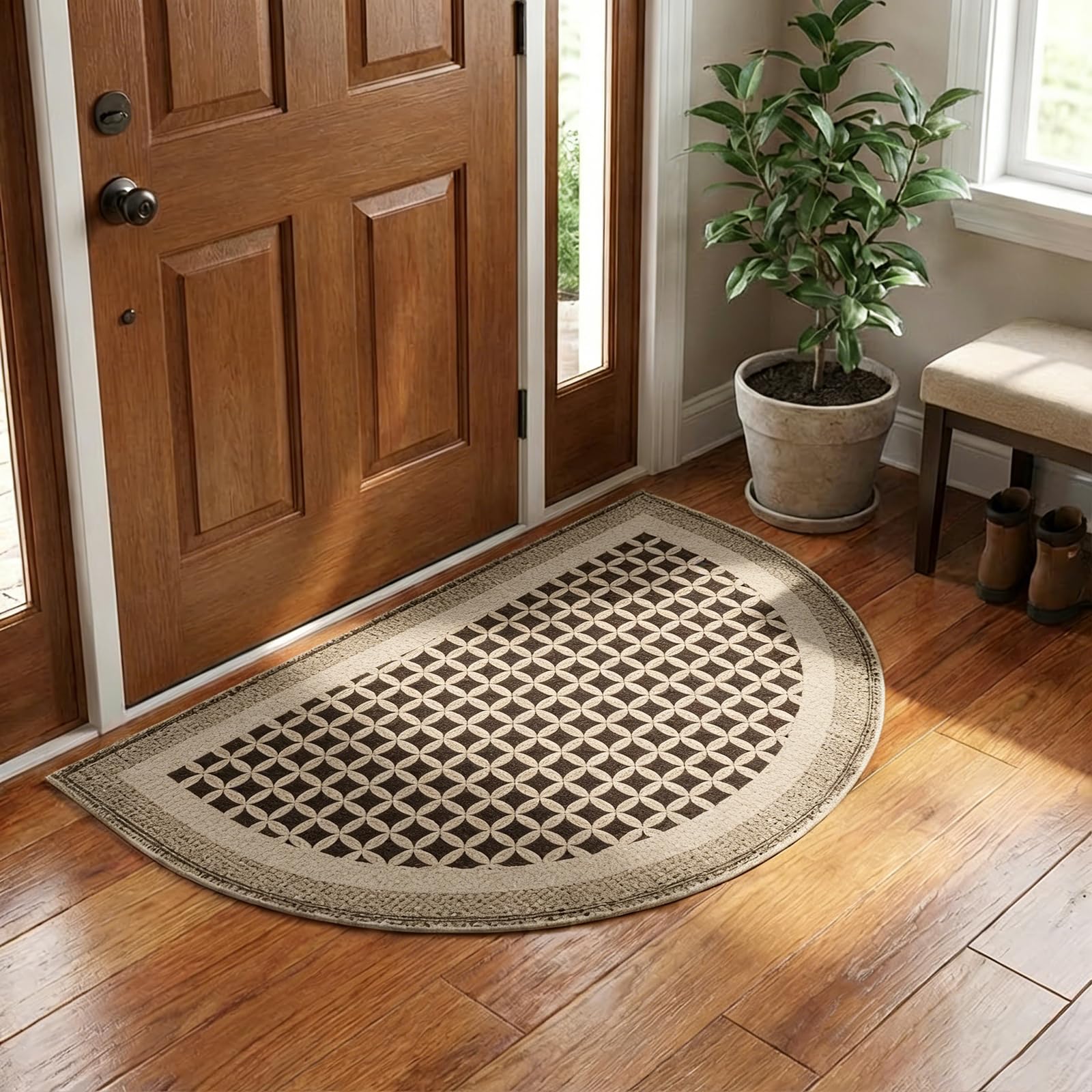 Semi-Circulaire Paillasson, Antidérapant Paillasson D Entree Interieur Absorbantes épaisse Lavable pour Entrée Intérieur Cuisine-B-60×90cm