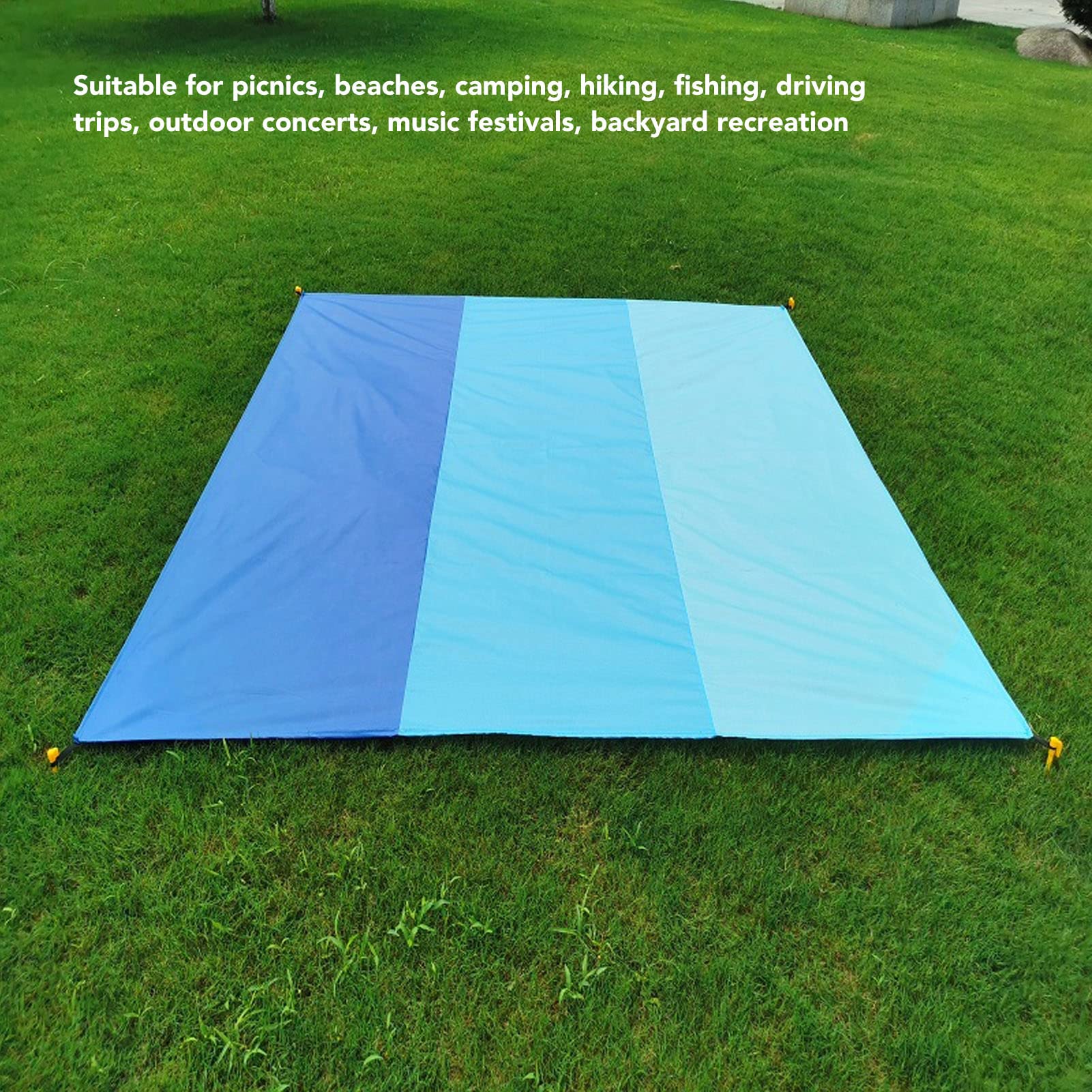 Portable Picnic Mat Foldable Fashion Oversized Sand Beach Mat for Travel Camping Picnic Mat Beach Mat (Three Combinations of Treasure Blue)