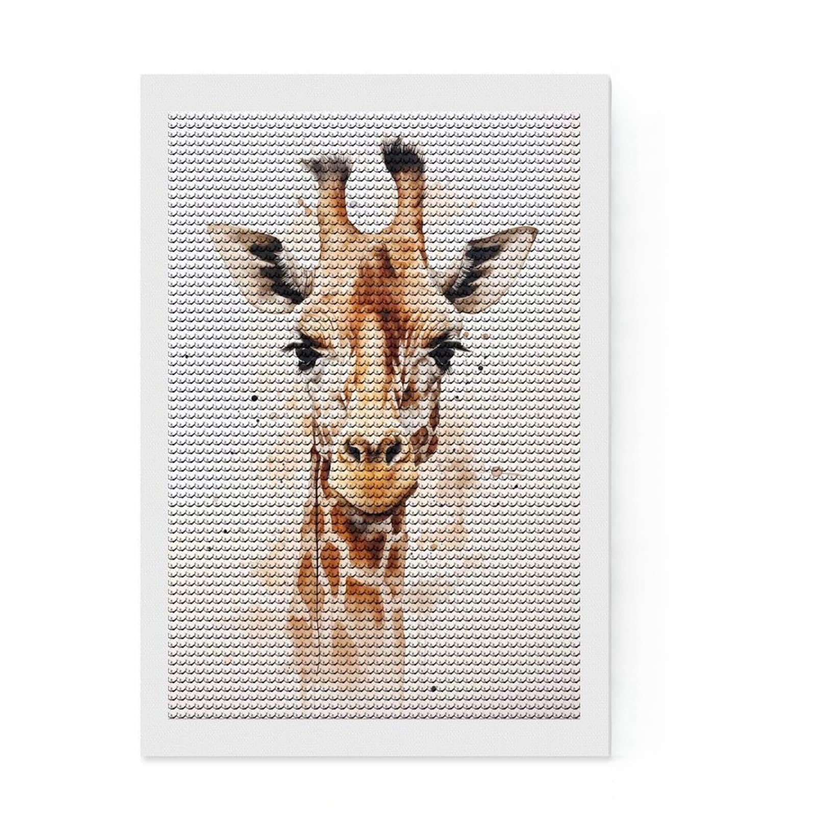 Junmoney Giraffe Watercolor Round Drill Diamond Painting 8"x12", Stress Relief Craft, Aesthetic Room Decor, for Adults, Festive Craft Gift