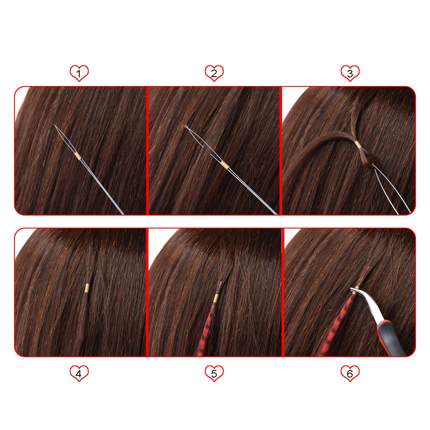 500 PCS Micro Rings Links Beads 3.0x2.6x6.8mm Copper Tubes for Feather I Tip Hair Extensions (Dark Blonde) - Image 4