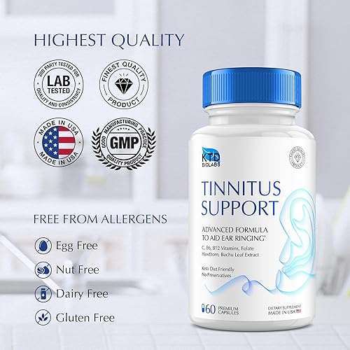Miniatura 7 de Alivio de tinnitus para orejas que zumban 595 mg  Suplemento de tinnitus Alivio de zumbido de oído  Deja de sonar en los oídos  Salud del oído