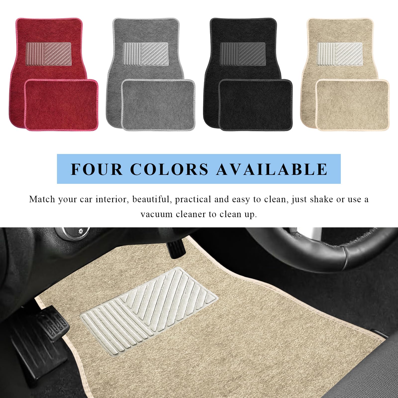 4PCS Car Floor Mats Waterproof Non-Slip Car Floor Liners with Safety Heel Pad All-Weather Wear-Resistant Mats Heavy Duty — view 6