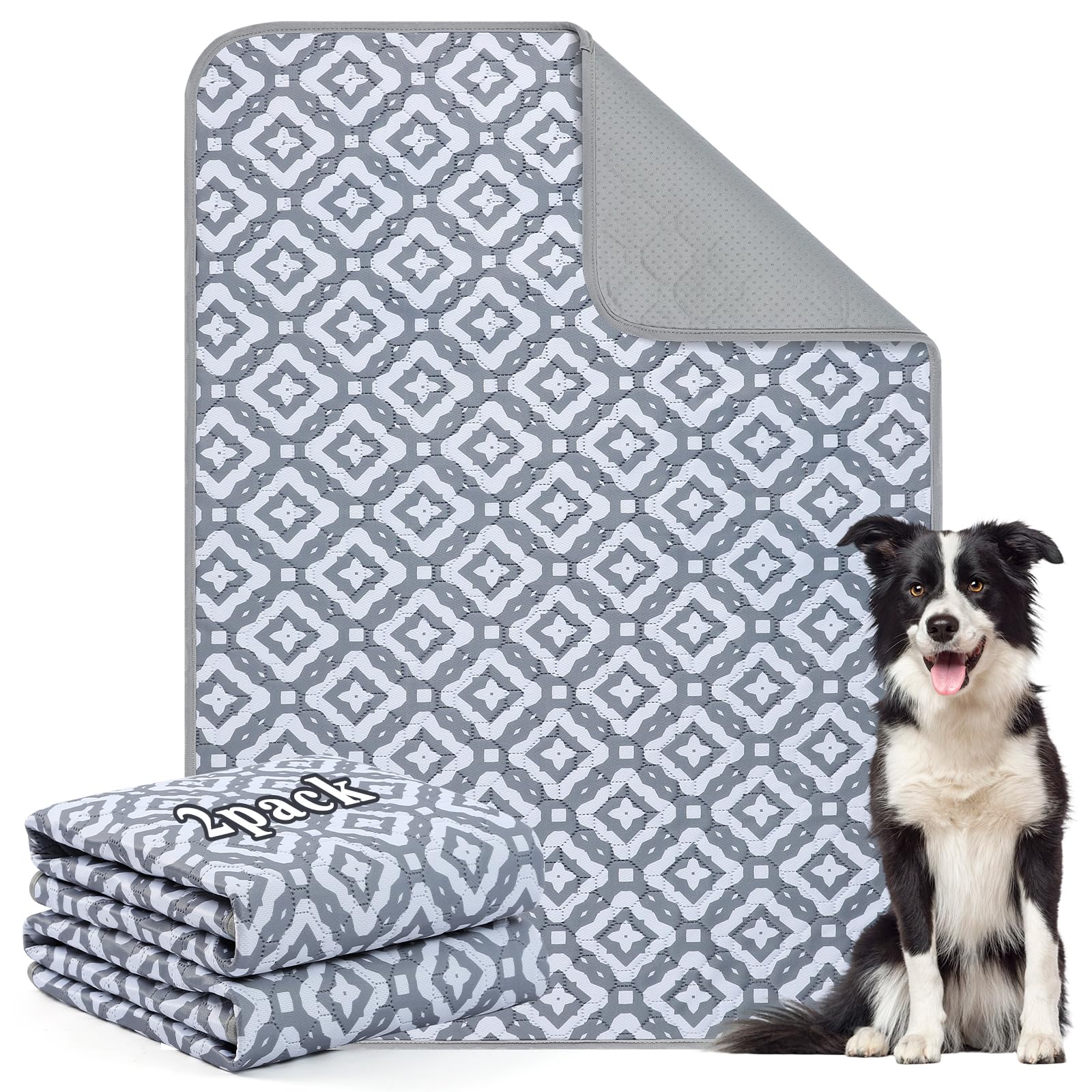 Aruiliya Reusable Washable Puppy Pads, 2 Pack Dog Training Pee Pads with Anti Slip Bottom, Super Absorbent and Leak-Proof for Floor, Crate, Potty Training (80 x 120cm) — image 1