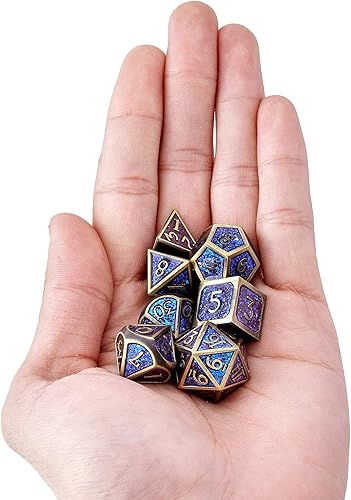 Miniatura 4 de Juego de dados de metal D&D Dragón y mazmorra de metal poliédrico, estilo punk, juego de rol RPG Explorer, MTG Pioneer Game DND, juego de dados (7