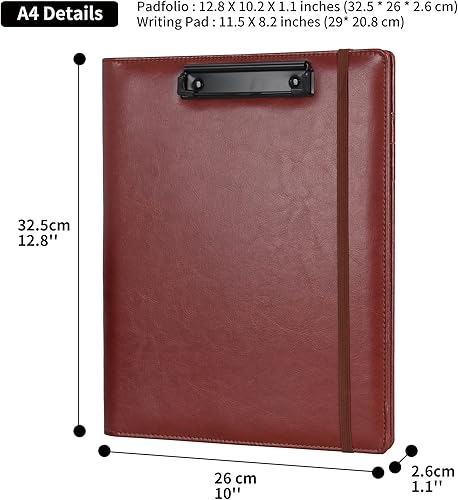 Miniatura 4 de Wonderpool Portapapeles de piel sintética A5, portapapeles, formularios, portapapeles, documentos, organizador de entrevistas, escritura, padfolio,