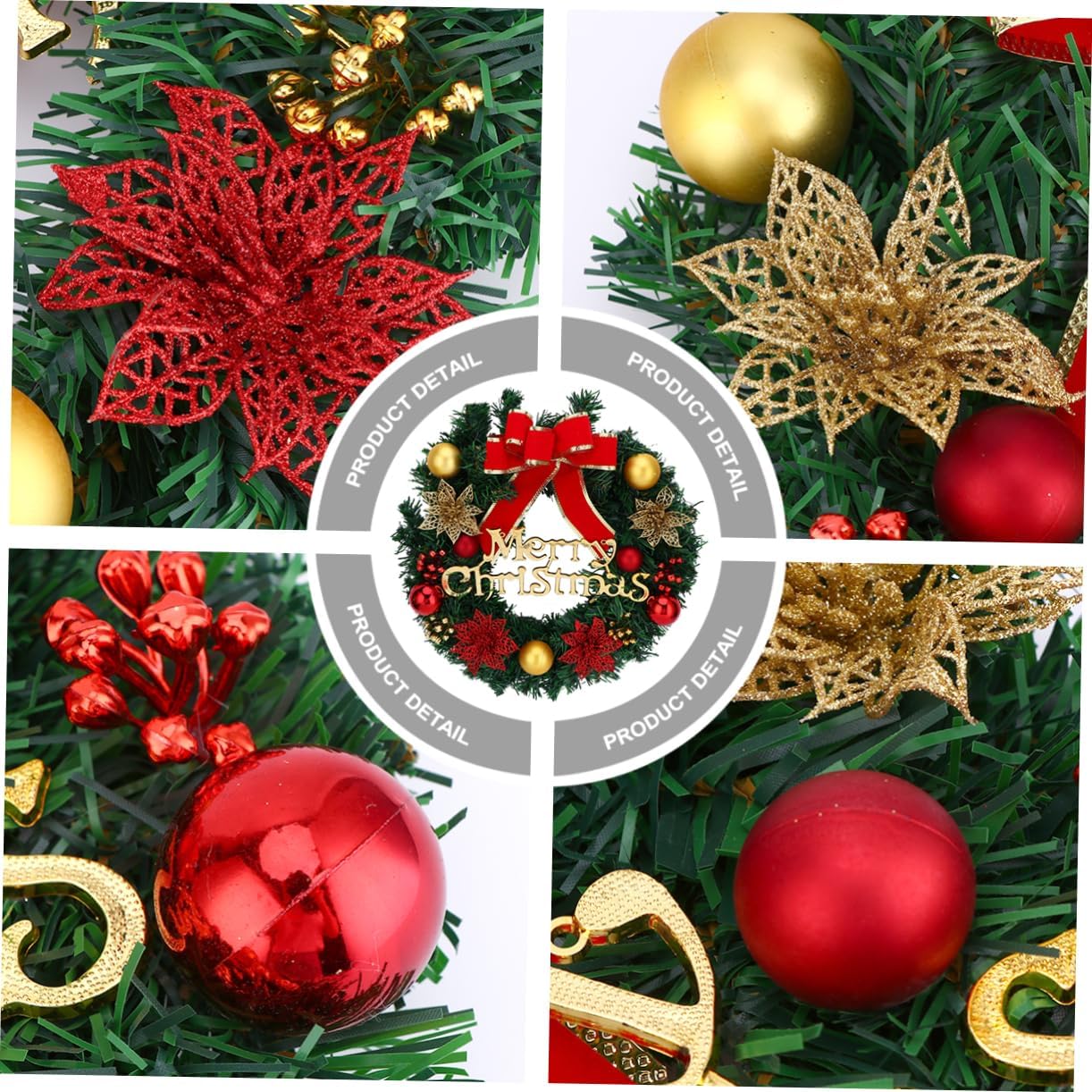 Cabilock Christmas Garland Wreath Decoration for Front Porch Entryway Staircase Home Office Festive Door Hanging Decor with Fine Workmanship and Bright Colors