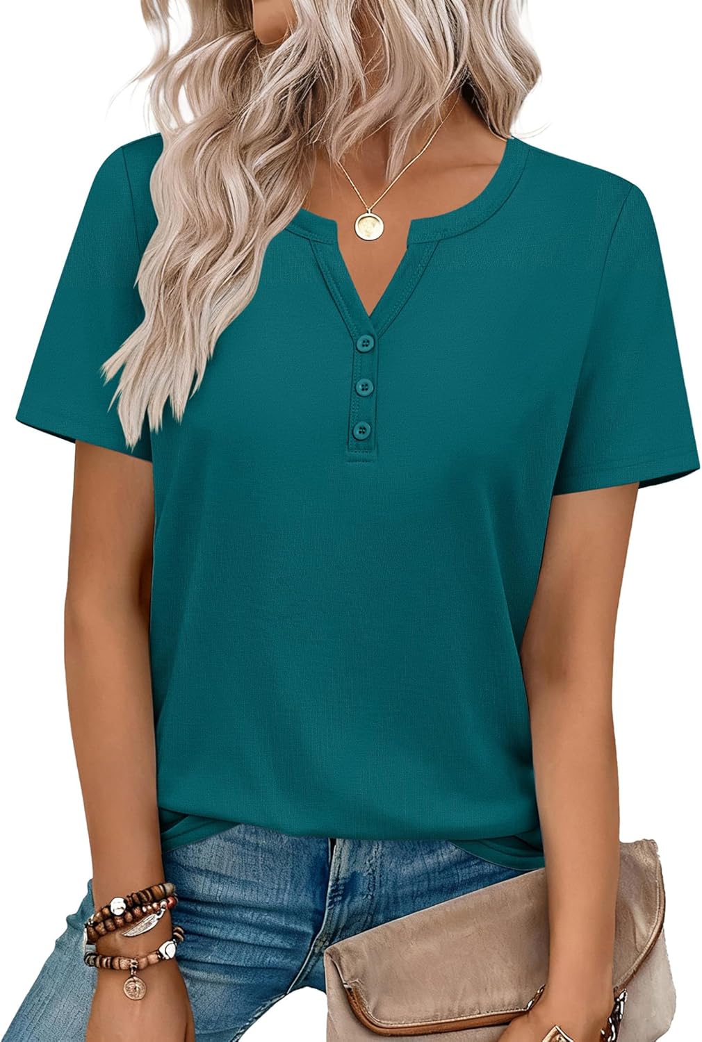 Zeagoo Womens Summer Tops V Neck Short Sleeve Shirts Dressy Casual Blouse Spring Vacation Tshirts Clothes