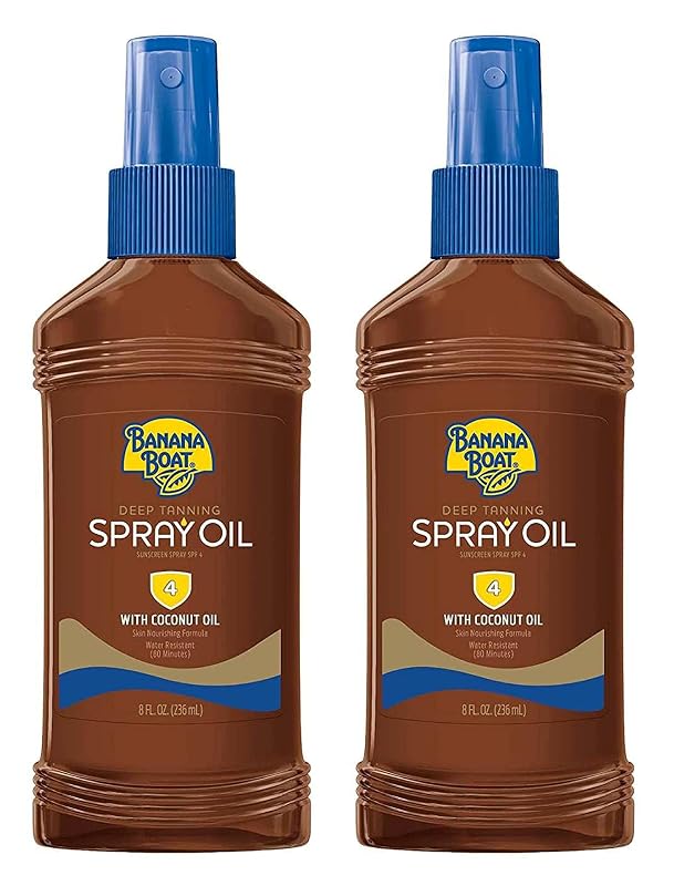 Óleo spray bronzeador Banana Boat com óleo de coco e designação técnica SPF 4, 236 mL, pacote com 2