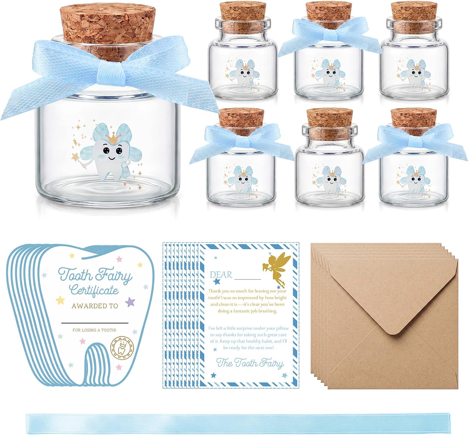 6 Sets Tooth Fairy Gifts Fairy Keepsake Box for Lost Teeth,Blue