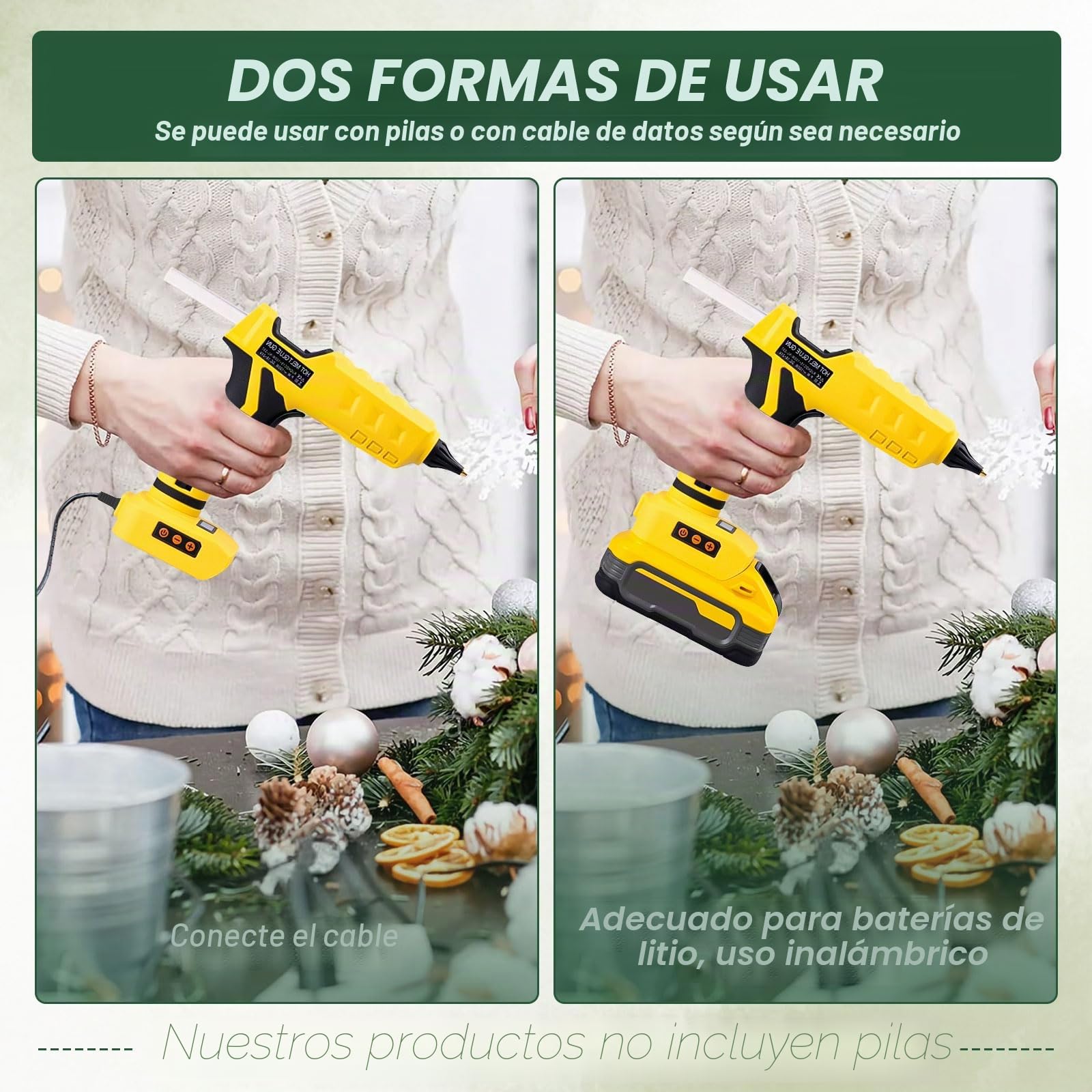 Pistola de pegamento caliente inalámbrica Dewalt 18 V/20 V, 100 W, 30 barras 11 mm para reparación, manualidades, arte