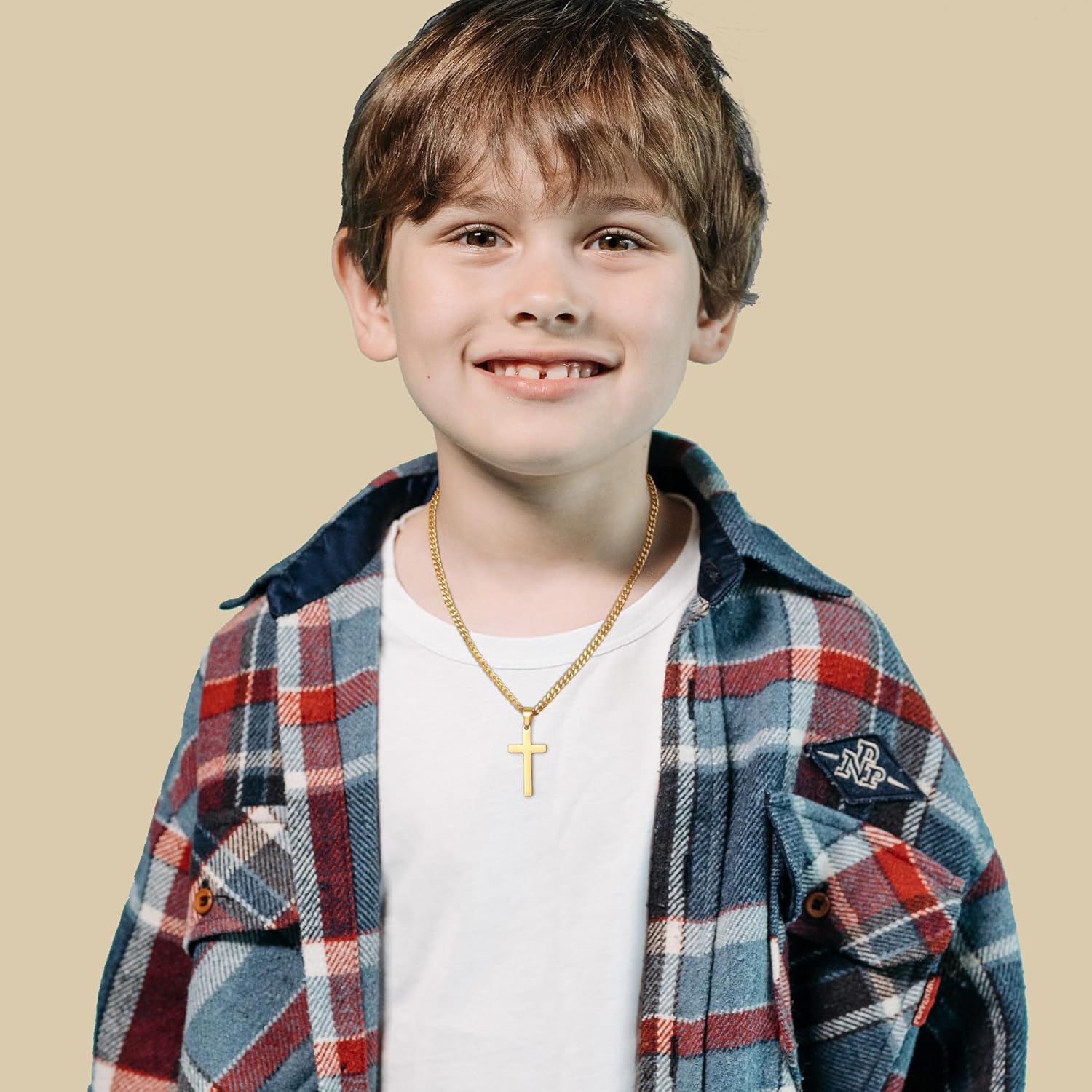 LUXEJEW Cross Necklace for Men Boys - Silver/Gold/Black Stainless Steel Cross Pendant Necklace Cuban Link Chain 16-24 Inches - Image 3