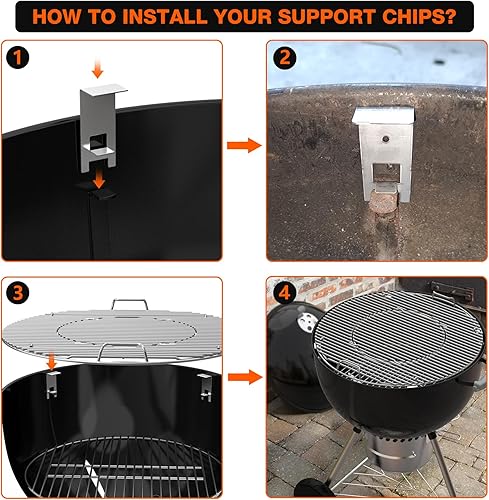 Vista 4 de Onlyfire - Kit para Asador Rotisserie y Pizza de Acero Inoxidable Multiusos para Barbacoas Weber de 22 Pulgadas con Carbón - Incluye Pala para Pizza