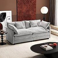 Vista 19 de Ihanherry Sofá Modular en Forma de U de 146" Moderno, Conjunto de Sillonetas en Nube con 2 Otomanos, Sofá de Chenilla de 6 Asientos con Asiento Café