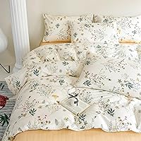 Vista 194 de 3 piezas de juego de funda de edredón tamaño individual XL, funda de edredón blanca con estampado floral azul, ropa de cama coquette de algodón