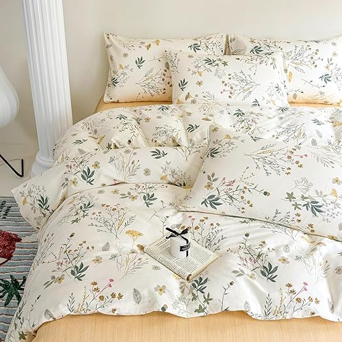 Miniatura 140 de Funda de edredón de 3 piezas, funda de edredón de algodón suave, estilo bohemio, juego de ropa de cama estética con cierre de cremallera, 4 lazos