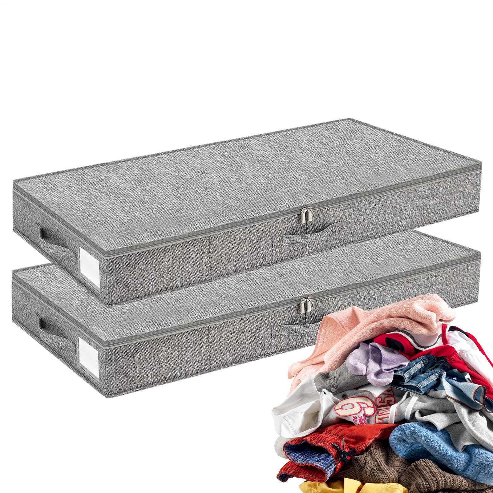 Almacenamiento Bajo La Cama 2 Piezas de Organizadores Plegables para | Fundas Plegables para Debajo de la Cama para Ropa Suéteres Almohadas Edredón y Textiles del Hogar