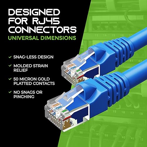 Miniatura 7 de GearIT Paquete de 20 cables de conexión Ethernet Cat5e de 5 pies, cable de red LAN RJ45 sin enganches, color azul