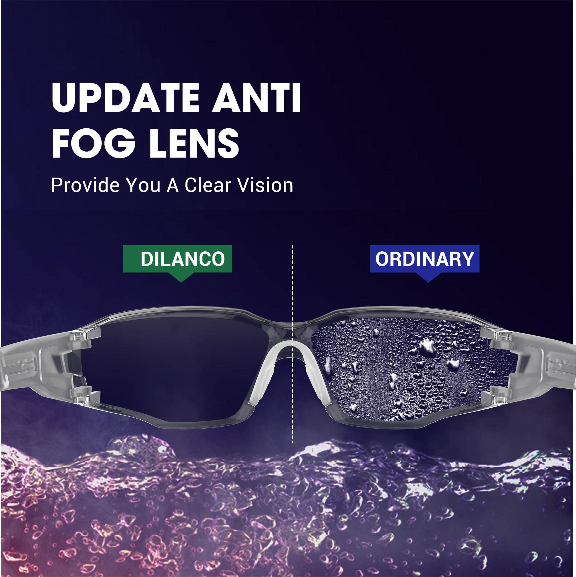 DILANCO Transparente Schutzbrille, verstellbare Rahmen mit rutschfesten Griffen und komplettem UV-Schutz für Damen und Herren
