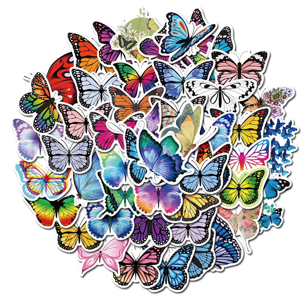 50 Piezas mariposa Pegatinas, Pegatinas de vinilo, Stickers para monopatines