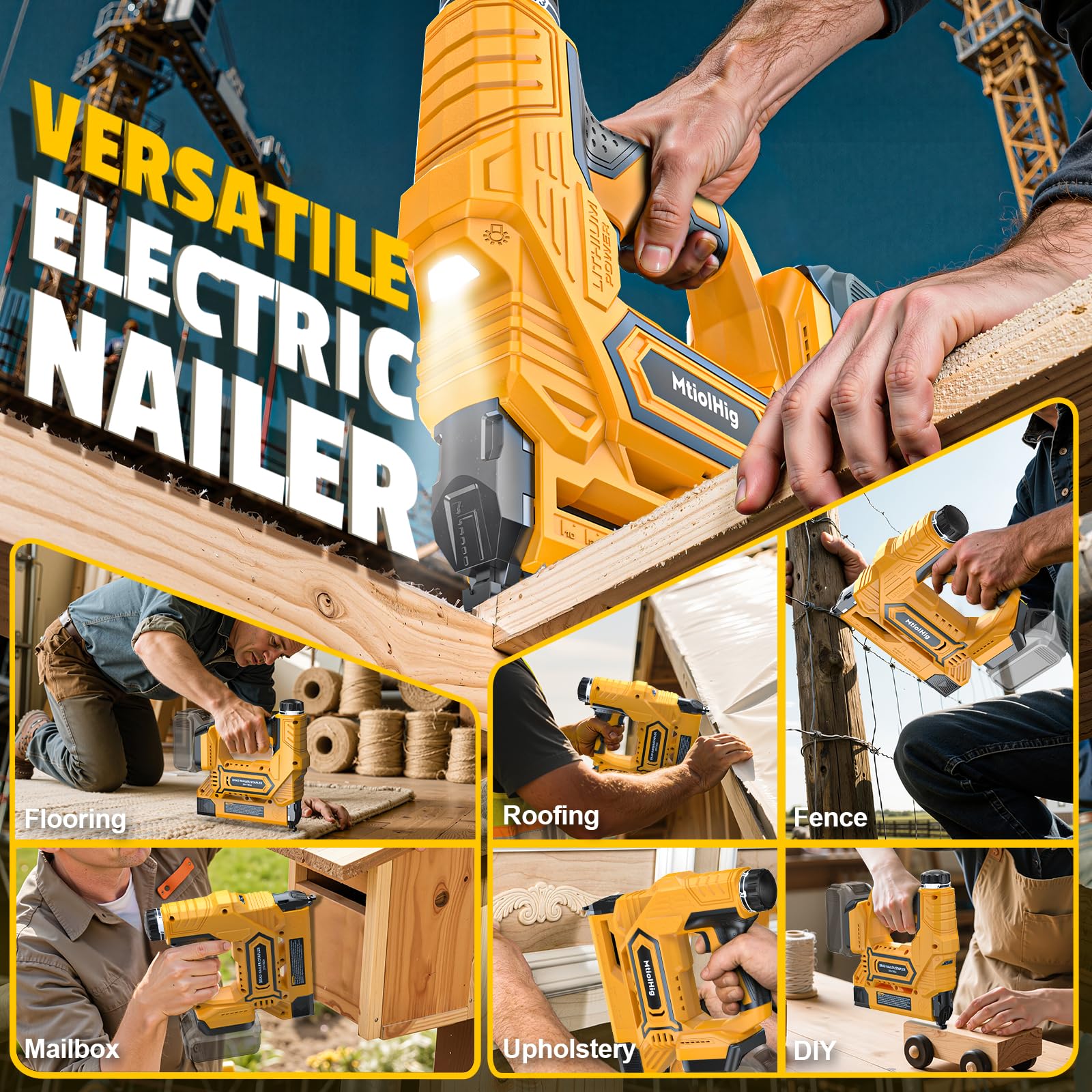Clavadora inalámbrica compatible con batería Dewalt, pistola de clavos 2 en 1 calibre 18 de 5/8 a 1-1/4 pulgadas con 2000 clavos para carpintería de madera, solo herramienta, sin escobillas, 2 modos