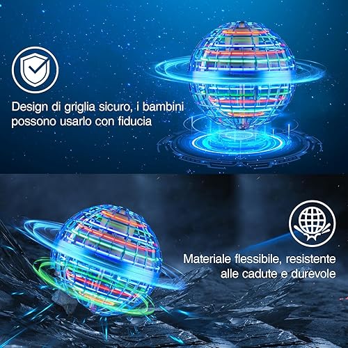 Miniatura 7 de Juguetes de bola de orbe volador ANOEPUY 2025, mini dron con forma de globo cósmico controlado a mano con boomerang giratorio que vuela, seguro