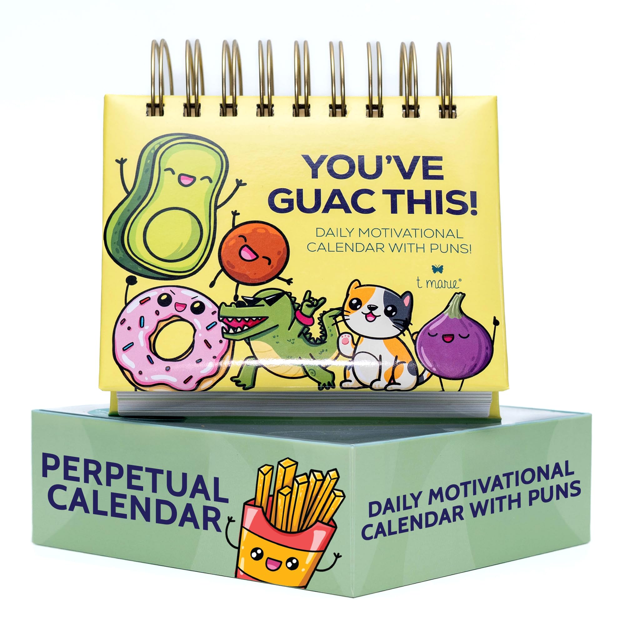 T MARIE Punny Motivational Desk Calendar - Daily Perpetual Calendar to Use Year after Year - Cute Office Decor, Positive Affirmation Gifts for Women and Men, Inspirational Desk Accessories