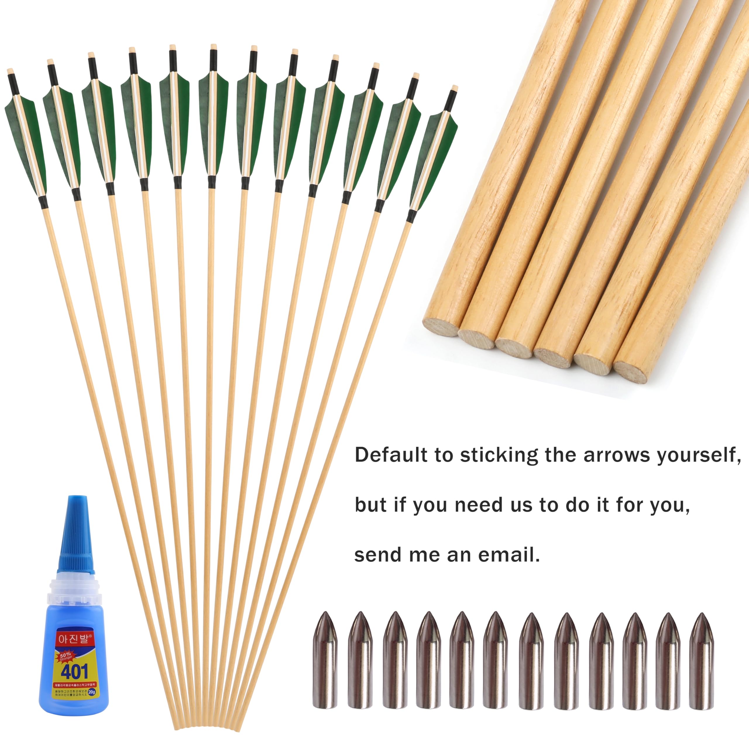 32“ Arco Tradizionale in Legno/bambù frecce da Caccia con 5” Piuma di Tacchino frecce di tiro per Arco ricurvo Longbow Arco Tradizionale 6/12pcs