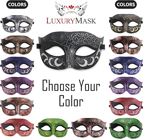 Miniatura 6 de Máscara de mascarada para hombre, máscara de aspecto antiguo para Halloween, fiesta veneciana, fiesta de máscaras y baile de máscaras