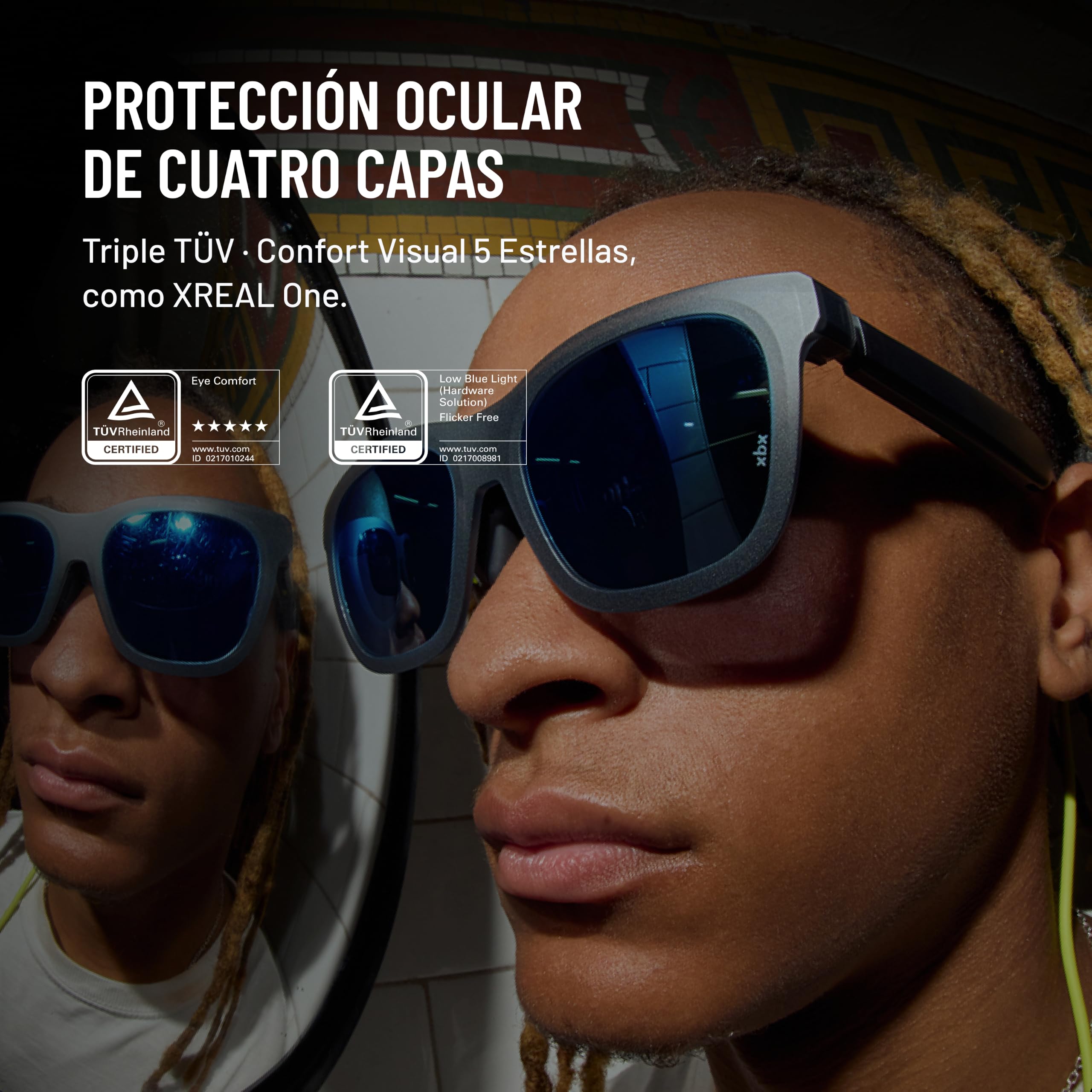 XREAL xbx a01+ AR Gafas, 62g Ultraligeras, 147” Pantalla Portátil para Cine y Juegos, Brillante HDR10 de 1600 nits, USB-C DP para iPhone, iPad, Android, Steam Deck, ROG y PC