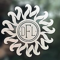 Vista 1 de WickedGoodz Custom Monogram Sun Decal - Personalized Initial Sticker - for Tumblers, Laptops, Car Windows