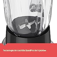Vista 4 de BLACK+DECKER PowerCrush - Licuadora multifunción con jarra de vidrio de 6 tazas, 4 configuraciones de velocidad, color plateado