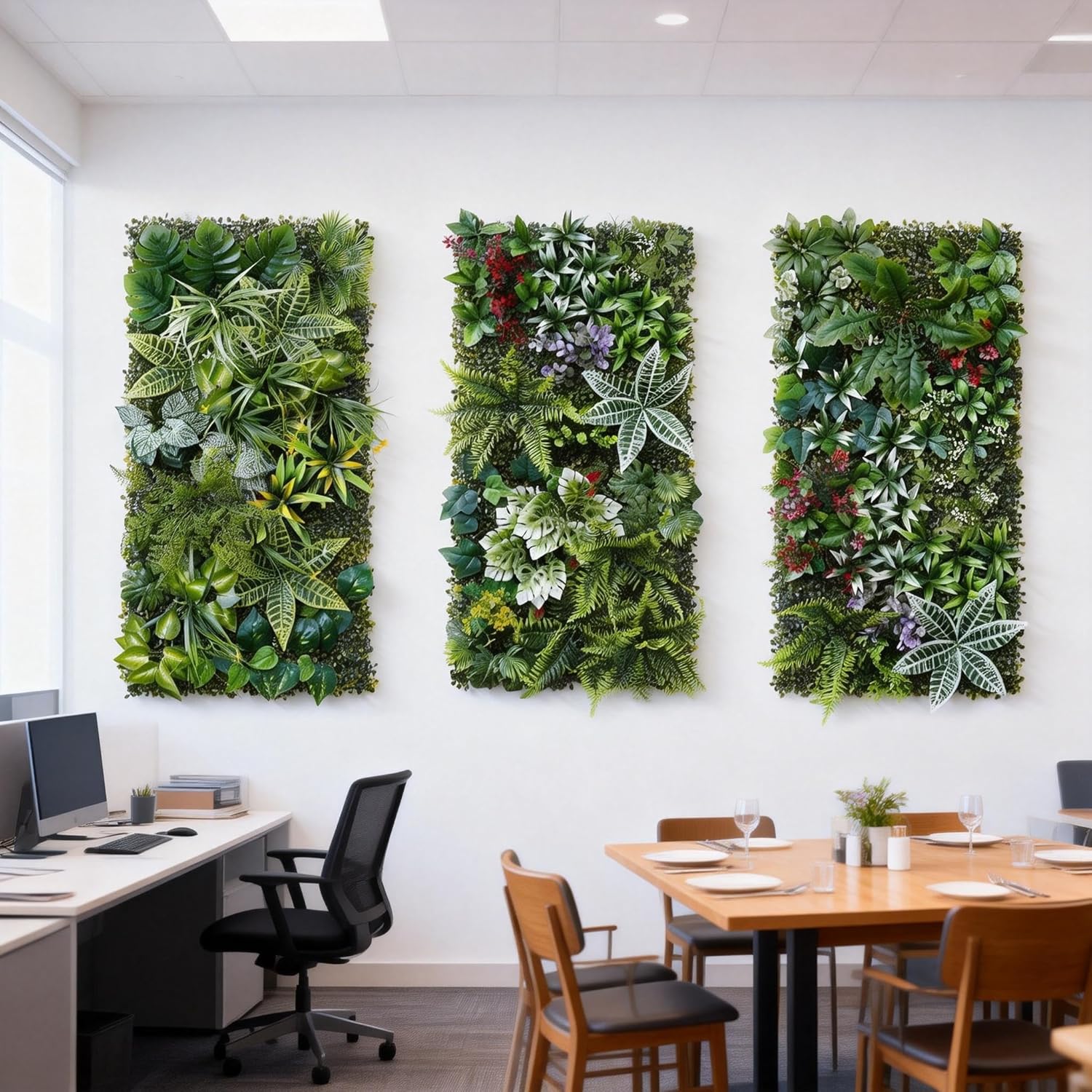Artificial Plant Wall Panels: 20"x40"UV-Anti Faux Grass Wall Backdrop Boxwoodlvy Fence Privacy Screen Fake Greenery LeafHedge for Outdoor,Indoor,Garden,Backyardand Home Decor (2PCS-P2)