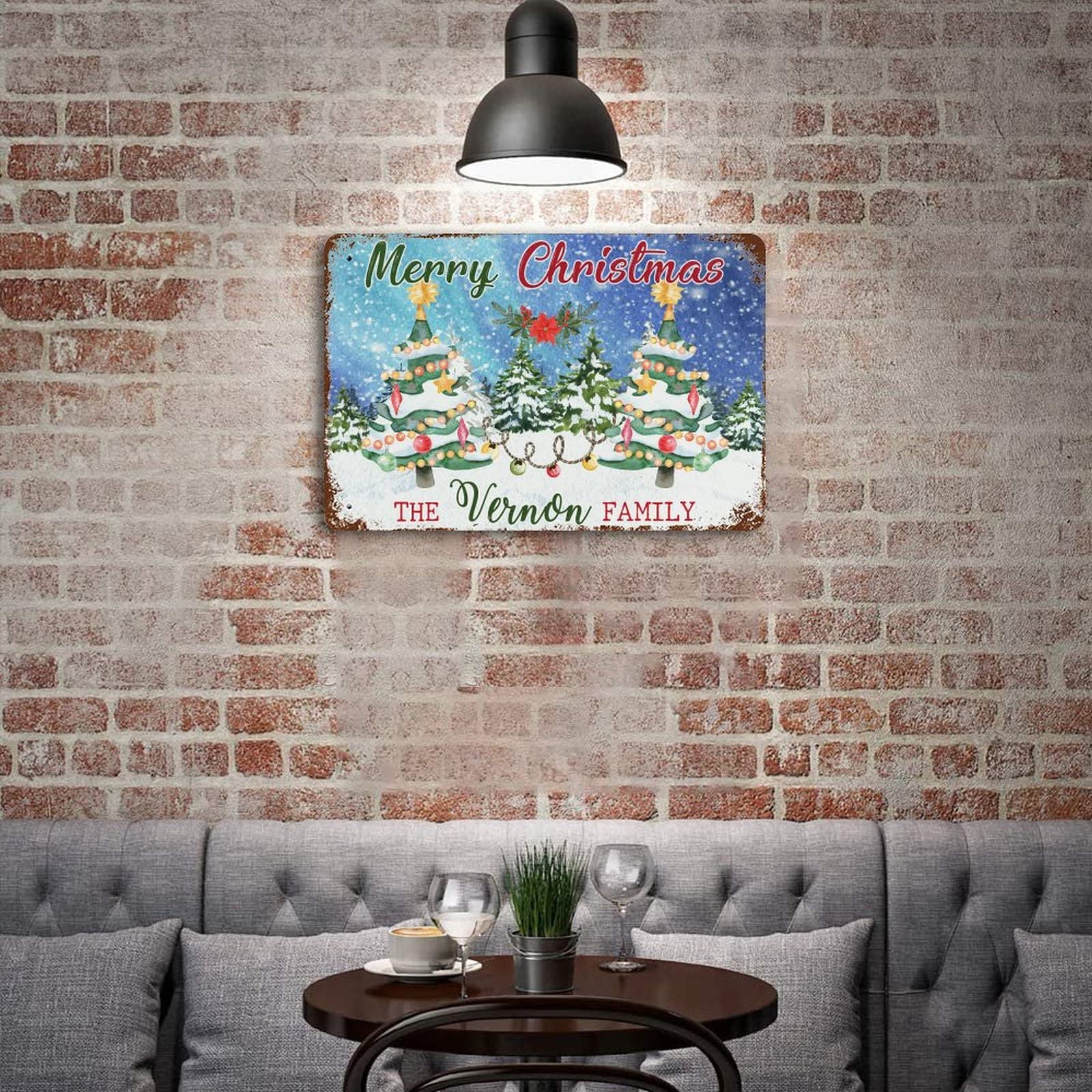 Tela Personalizzata Per Natale Con Pan Di Zenzero | Decorazione Murale Rustica Con Nome Famiglia