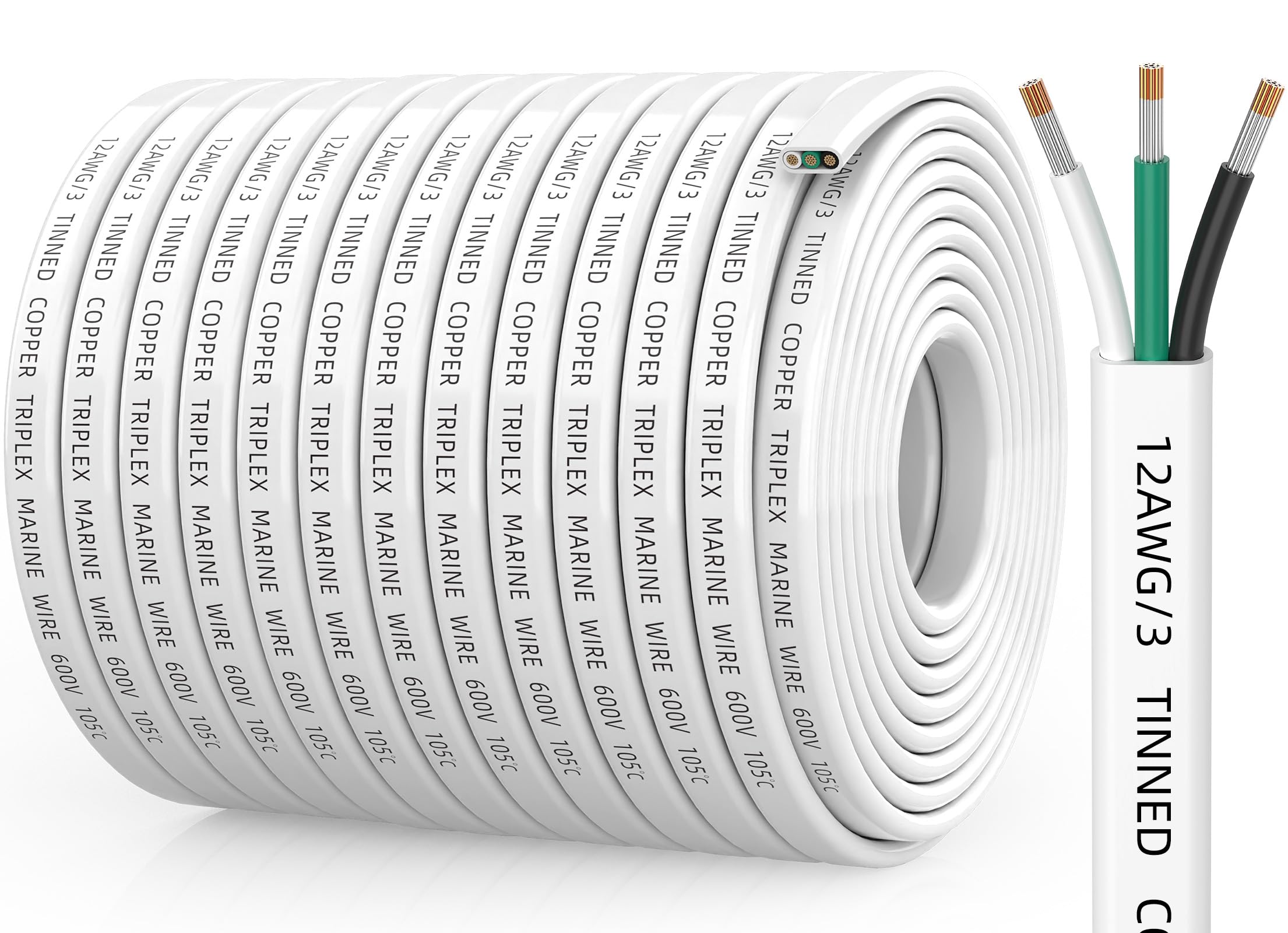 Photo 1 of CONEPY 12 Gauge Marine Wire - 200ft Triplex Cable