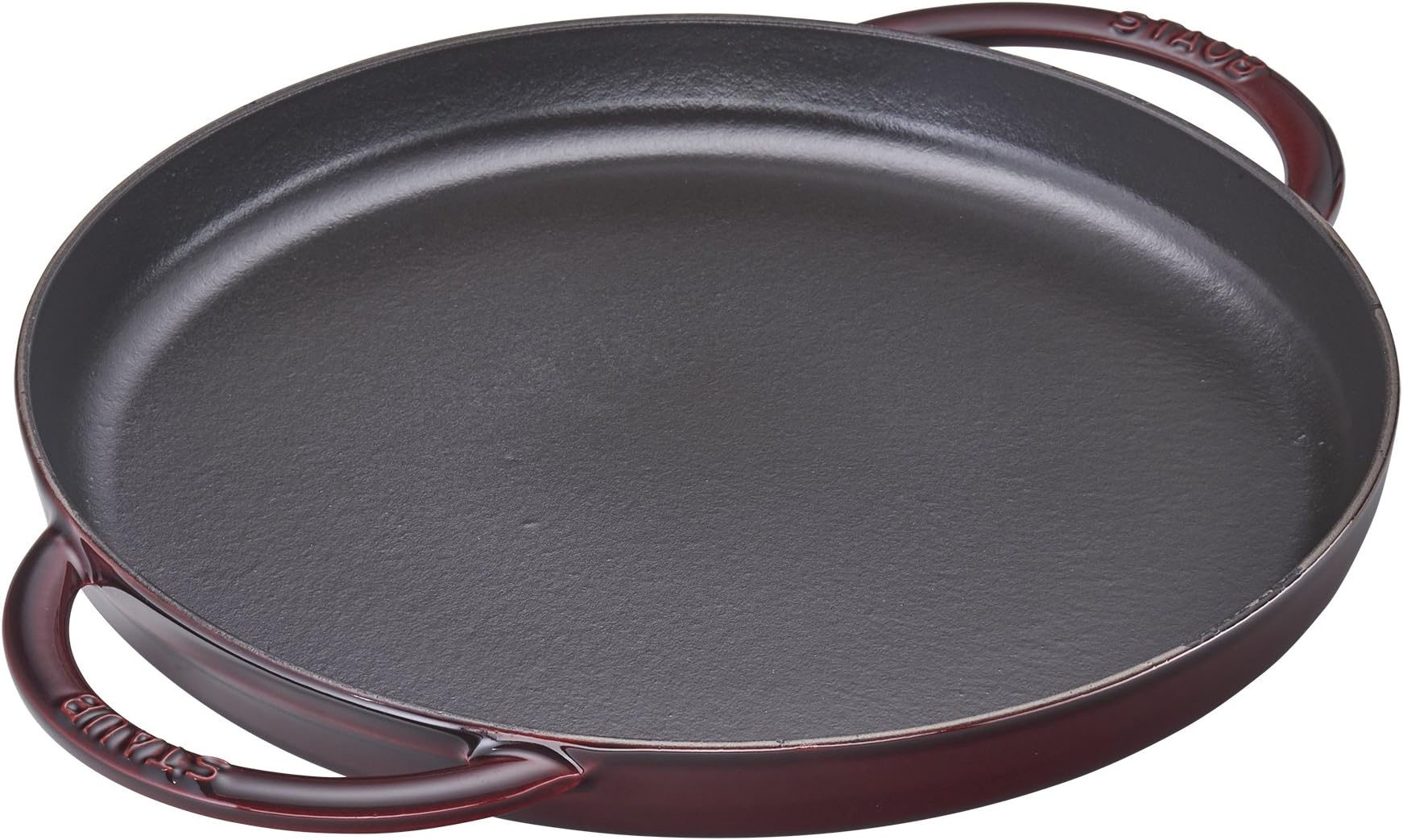 Staub Cast Iron 10-inch Round Double Handle Pure Griddle - Grenadine, Made in France