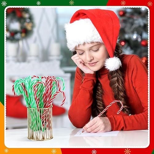 Miniatura 5 de Crtiin 160 bolígrafos de bastón de caramelo de Navidad, regalo a granel, verde y rojo, bastón de caramelo negro, bolígrafos para Navidad, niños,